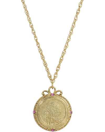 2028 Gold Tone Flower Of The Month Narcissus Necklace - Pink