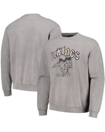 The Wild Collective And Minnesota Vikings Distressed Pullover Sweatshirt - Gray