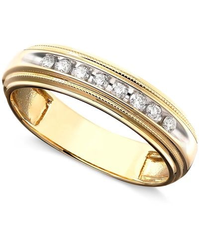 Macy's Men's Diamond Ring In Two-tone 14k Gold ( 1/5 Ct. T.w.) - Metallic