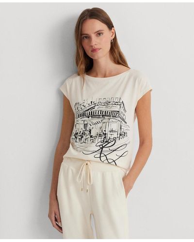 Lauren by Ralph Lauren Sketchbook Graphic Tee - Natural