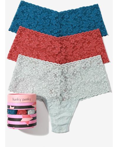 Hanky Panky Holiday 3 Pack Retro Thong Underwear - Multicolor