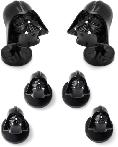Star Wars 3d Darth Vader Cufflinks And Studs Set - Black