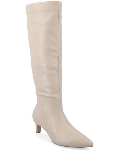 Journee Collection Tullip Tru Comfort Foam Kitten Heel Pointed Toe Regular Calf Boots - White