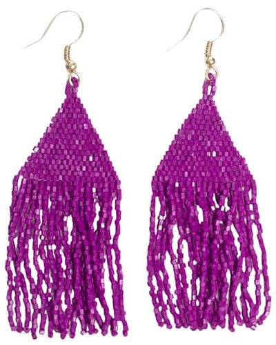 INK+ALLOY Ink+alloy Lexie Luxe Beaded Fringe Earrings - Purple