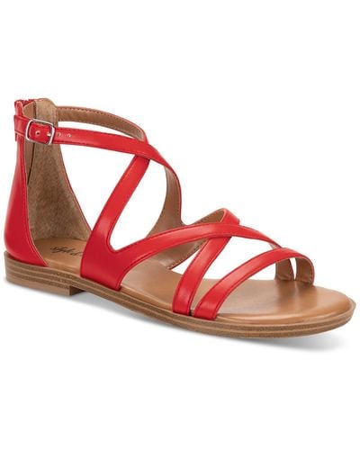 Style & Co. Shannaa Gladiator Flat Sandals - Red