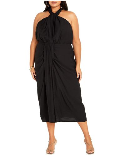 City Chic Plus Size Briella Halter Twist Front Maxi Dress - Black