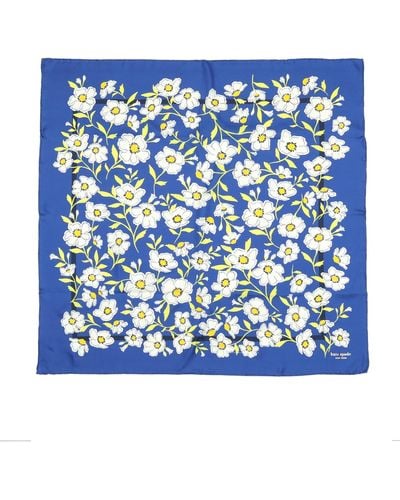 Kate Spade Sunshine Floral Silk Square - Blue