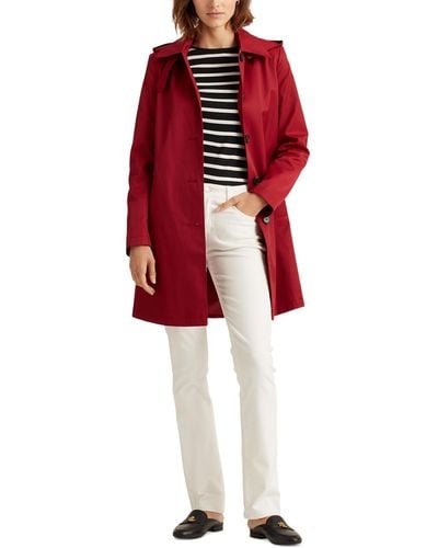 Lauren by Ralph Lauren Hooded Single-breasted A-line Raincoat - Red