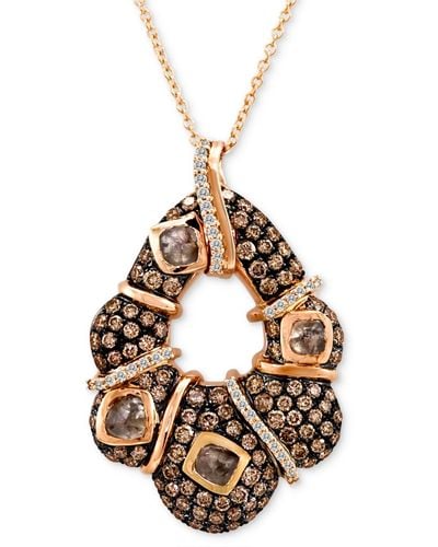 Le Vian Chocolatier Chocolate Diamond & Vanilla Diamond Abstract Curvy 18" Pendant Necklace (2-7/8 Ct. T.w. - Metallic
