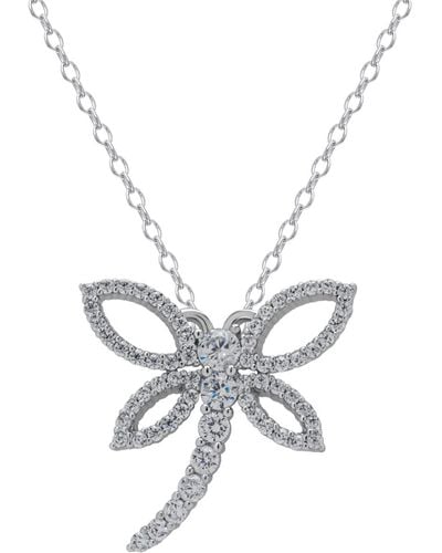 Macy's Plated Cubic Zirconia Dragonfly Pendant Necklace - White