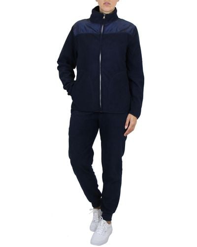 Galaxy By Harvic Polar Fleece Sweatshirt Top jogger Bottom Matching Set - Blue