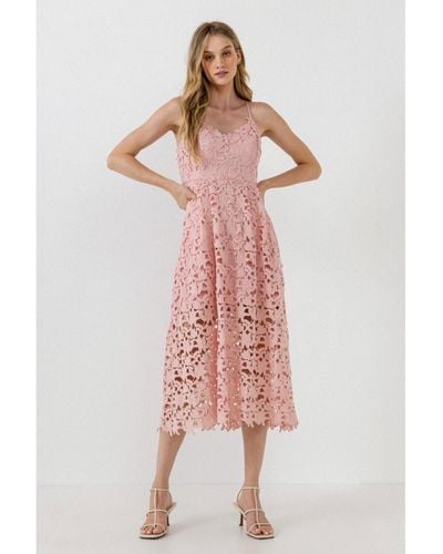 Endless Rose Lace Cami Midi Dress - Pink
