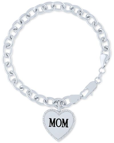Macy's Diamond Mom Heart Charm Bracelet (1/10 Ct. T.w. - White