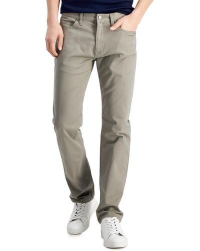 Alfani Five-pocket Straight-fit Twill Pants - Gray