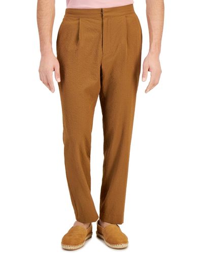 Alfani Classic-fit Textured Seersucker Suit Pants - Brown