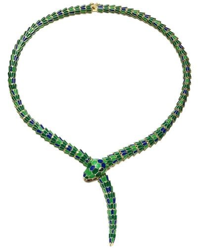 Rachel Glauber Enchanting Emerald Cubic Zirconia Snake Collar Necklace - Green