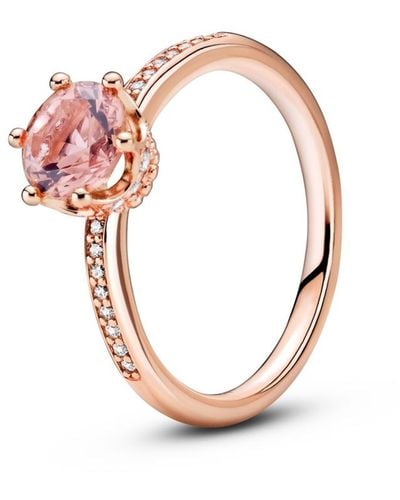 PANDORA Cubic Zirconia Moments Pink Sparkling Crown Solitaire Ring