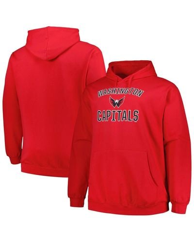 Profile Washington Capitals Big And Tall Arch Over Logo Pullover Hoodie - Red