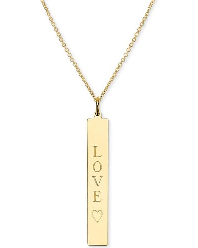 Sarah Chloe Engraved Love Bar Pendant Necklace - Metallic