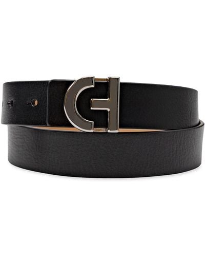 Cole Haan Casual Logo Plaque Buckle Belt - Black