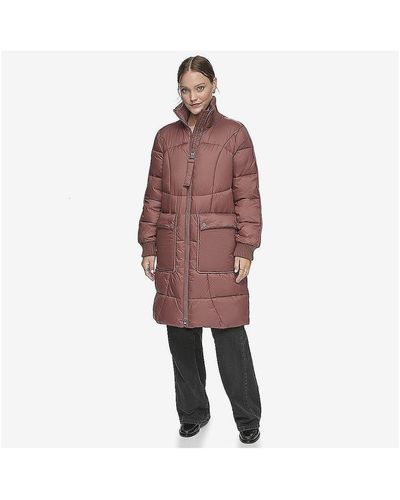 Andrew Marc Pavia Quilted Faux Down Coat - Red