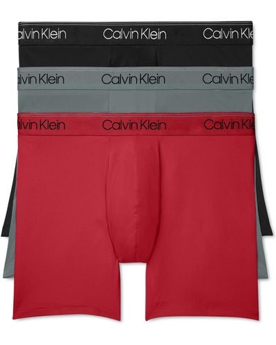 Calvin Klein 3-pack Microfiber Stretch Boxer Briefs Underwear - Red