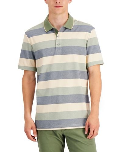 Alfani Regular-fit Striped Supima Blend Polo Shirt - Multicolor