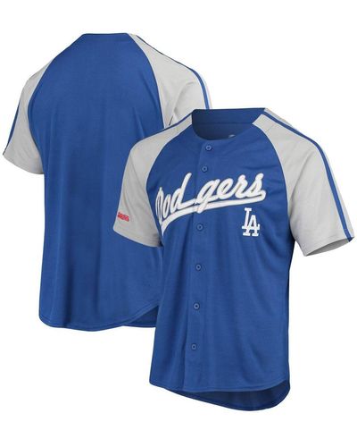 STITCHES Men's Stitches Los Angeles Dodgers Black Raglan V-Neck