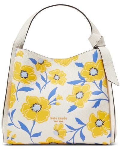 Kate Spade Knott Sunshine Floral Embossed Pebbled Leather Small Crossbody Tote - Yellow
