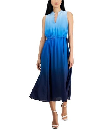Anne Klein Jenna Ombre Sleeveless Midi Dress - Blue
