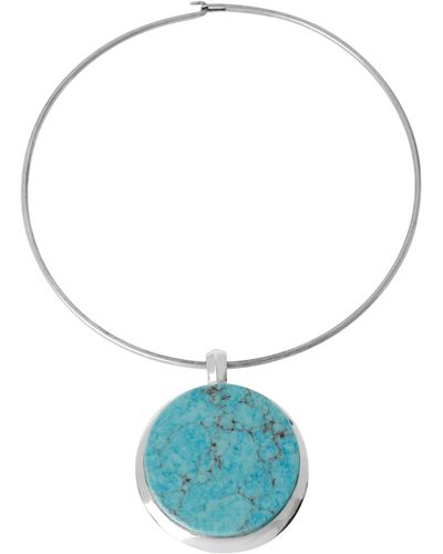 Robert Lee Morris Turquoise Pendant Wire Necklace - Blue