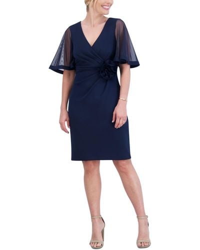 Jessica Howard Rosette-waist Short-sleeve Dress - Blue