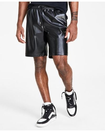 INC International Concepts Jax Faux Leather 7" Shorts - Black