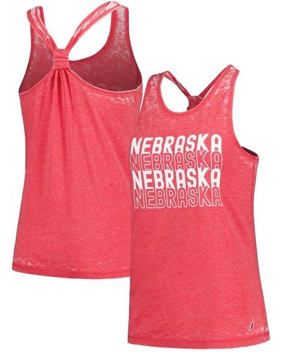 League Collegiate Wear Nebraska Huskers Stacked Name Racerback Tank Top - Red