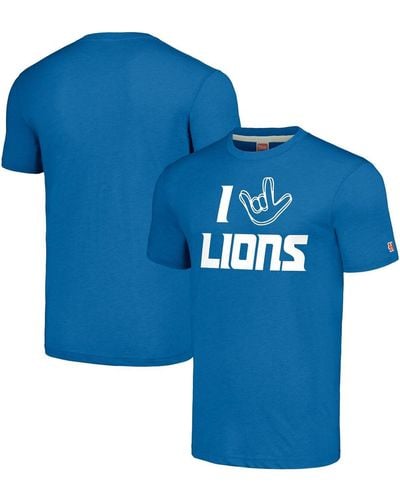 Homage And Detroit Lions The Nfl Asl Collection By Love Sign Tri-blend T-shirt - Blue