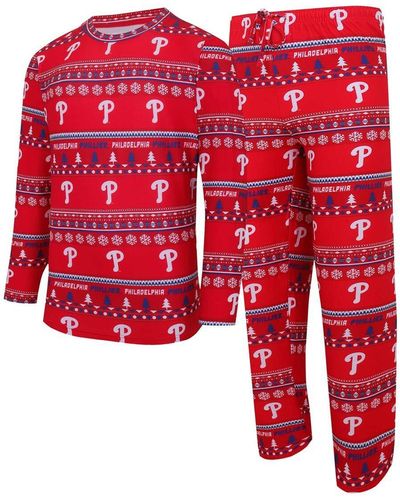 Concepts Sport Philadelphia Phillies Knit Ugly Sweater Long Sleeve Top And Pants Set - Red