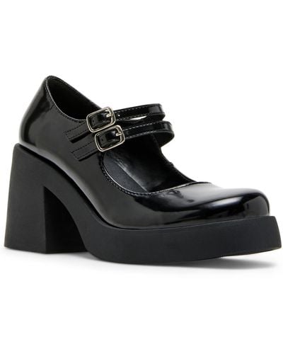 Madden Girl Lonniie Platform Block-heel Mary Jane Pumps - Black