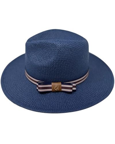 Cole Haan Straw Fedora Hat - Blue