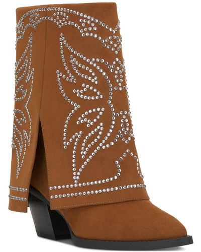 INC International Concepts Jadiza Fold-over Cuffed Cowboy Boots - Brown