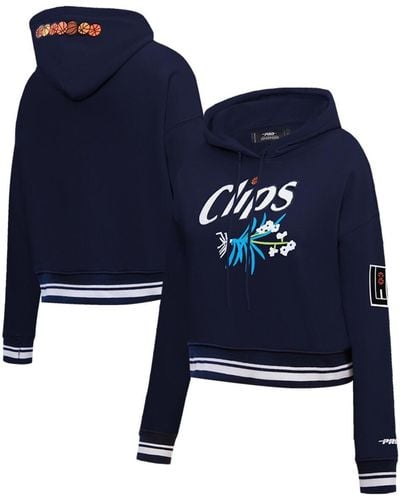 Pro Standard La Clippers 2023/24 City Edition Cropped Pullover Hoodie - Blue