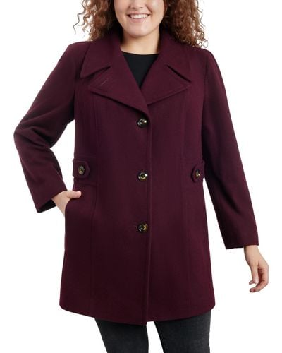 Anne Klein Plus Size Single-breasted Notched-collar Peacoat - Purple