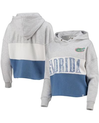 '47 '47 Heathered Gray And Heathered Royal Florida Gators Lizzy Colorblocked Cropped Pullover Hoodie - Blue