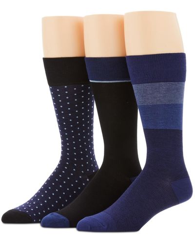 Perry Ellis Perry Ellis 3-pk. Colorblocked Striped Socks - Blue