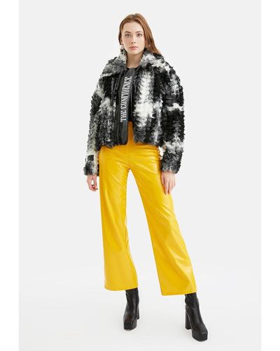 Nocturne Wide Leg Pleather Pants - Yellow