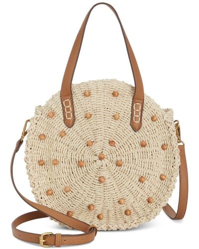 Style & Co. Beaded Straw Round Crossbody Bag - Natural