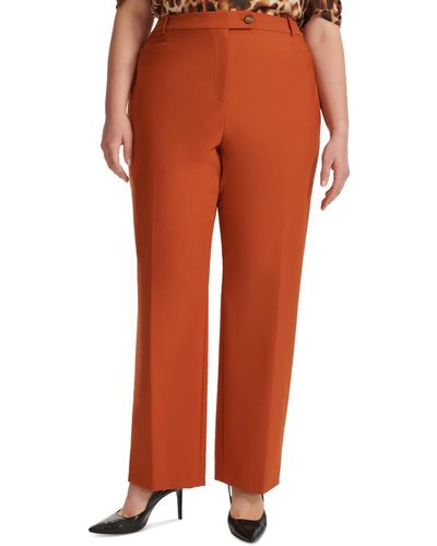 Calvin Klein Plus Size High Rise Straight Leg Pants - Orange