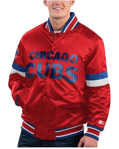 Starter Distressed Chicago Cubs Home Game Satin Full-snap Varsity Jacket - Red