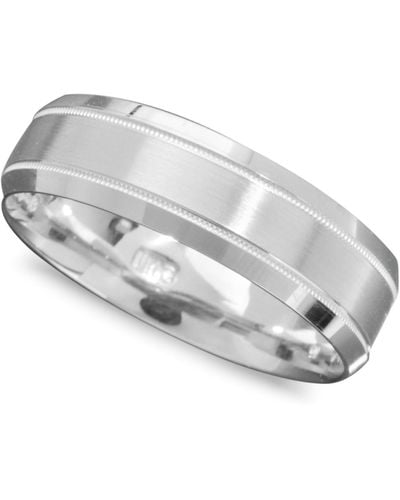 Macy's Men's 14k White Gold Ring, Engraved 6mm Band (size 6-13) - Metallic