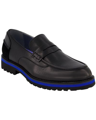 DKNY Leather Contrast Penny Loafers - Blue