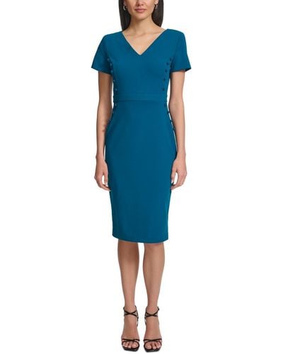 Calvin Klein Short-sleeve V-neck Sheath Dress - Blue